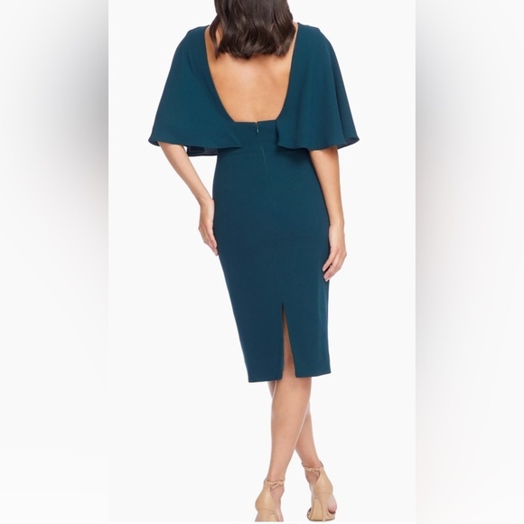 DRESS THE POPULATION Louisa Flutter-Sleeve Midi Dress Womens XS Party Dressy NWT - Picture 3 of 14